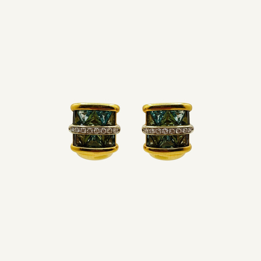 1980s Gio Caroli Earrings with Diamonds and Topazes