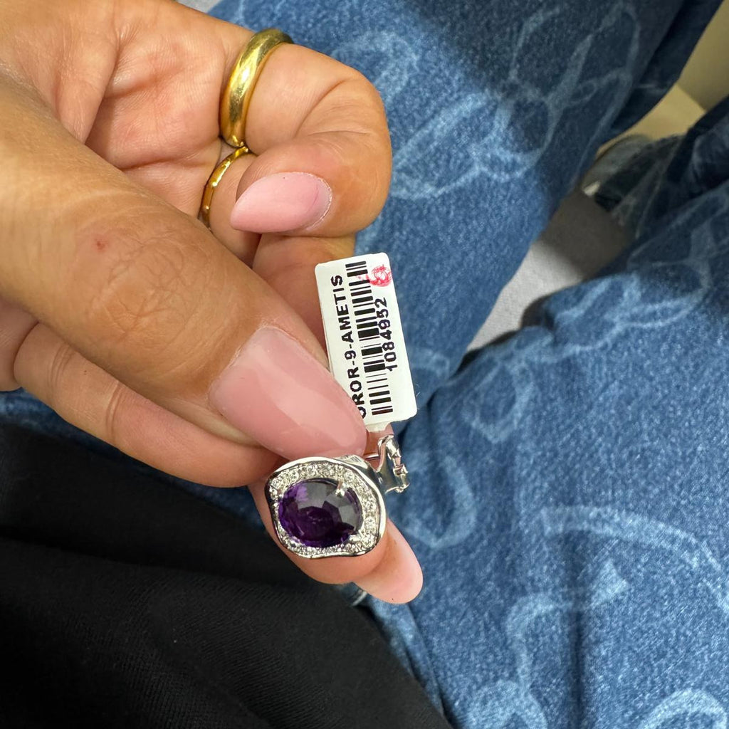 1980s Earrings White Gold Diamonds and Amethyst