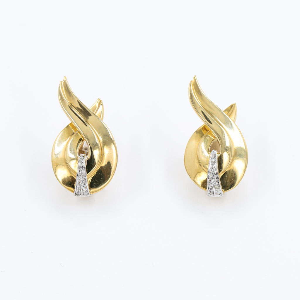 1980s Flame Eaarings with Diamonds