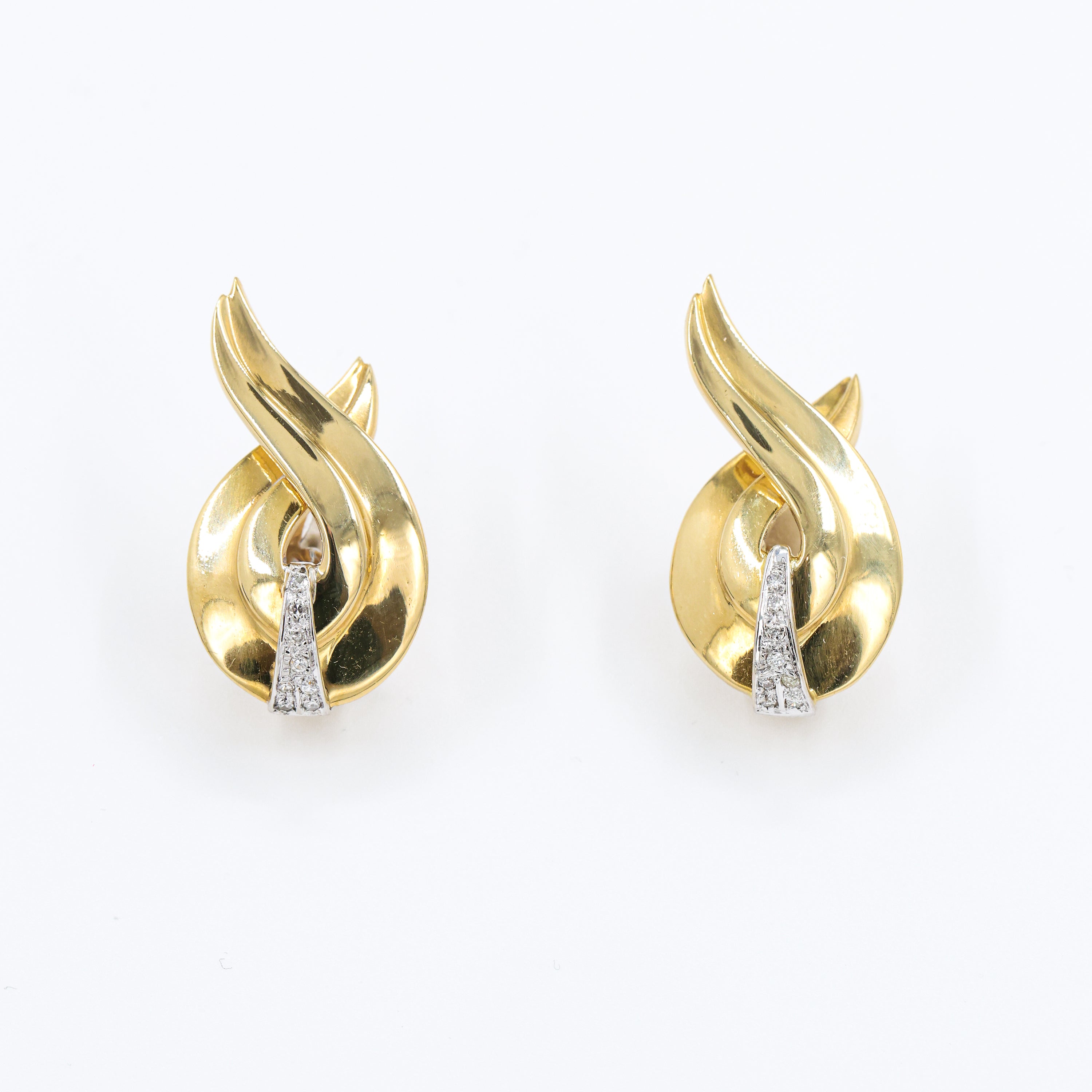1980s Flame Eaarings with Diamonds