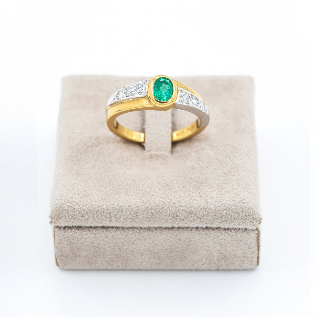 Gianni Carità Two-Tone Gold Ring with Emerald and Brilliant Diamonds