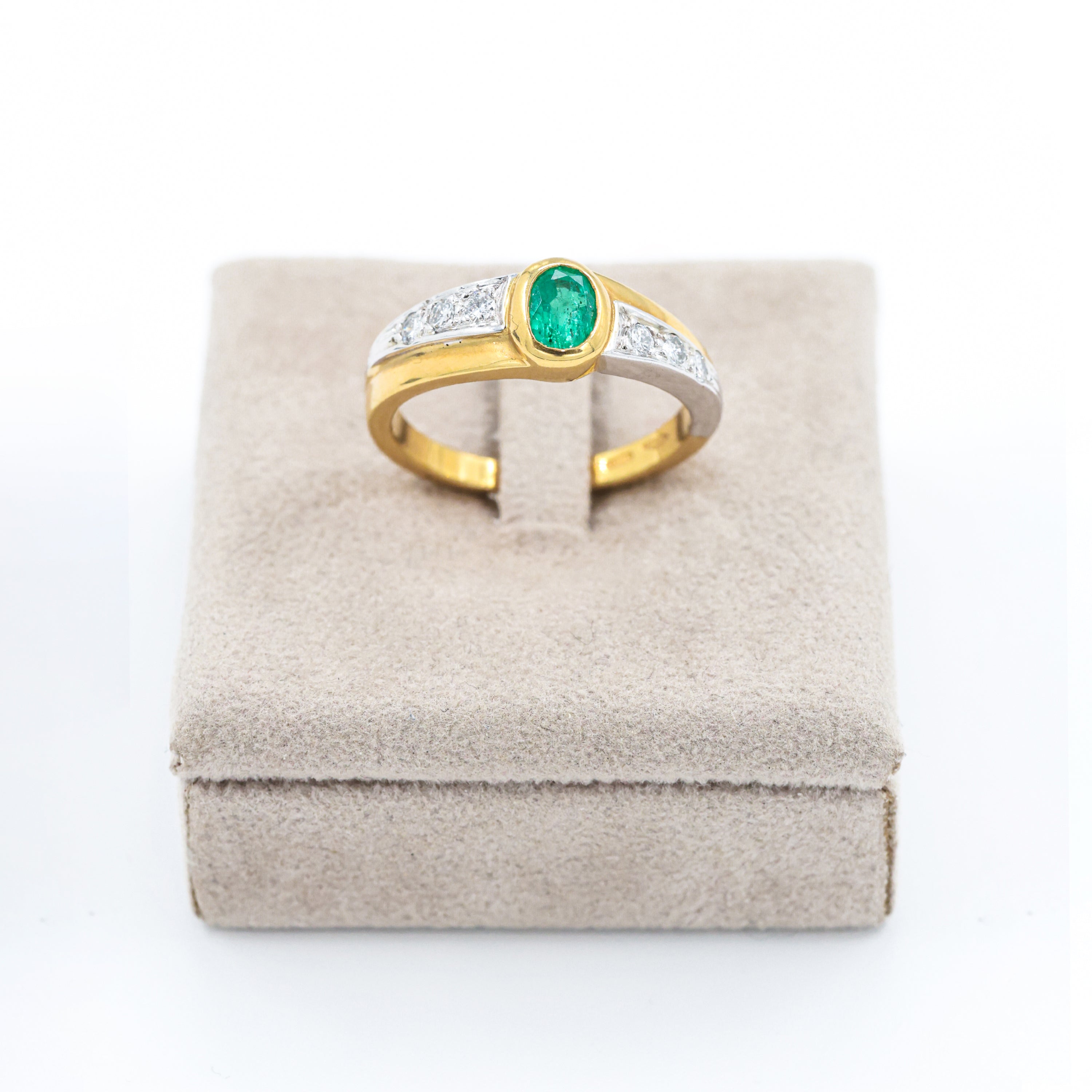 Gianni Carità Two-Tone Gold Ring with Emerald and Brilliant Diamonds