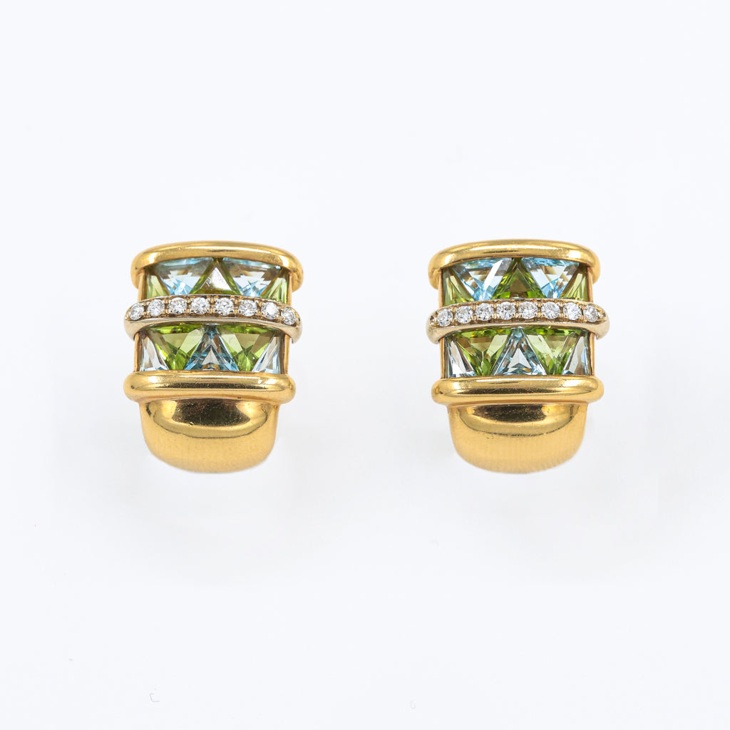 1980s Gio Caroli Earrings with Diamonds and Topazes