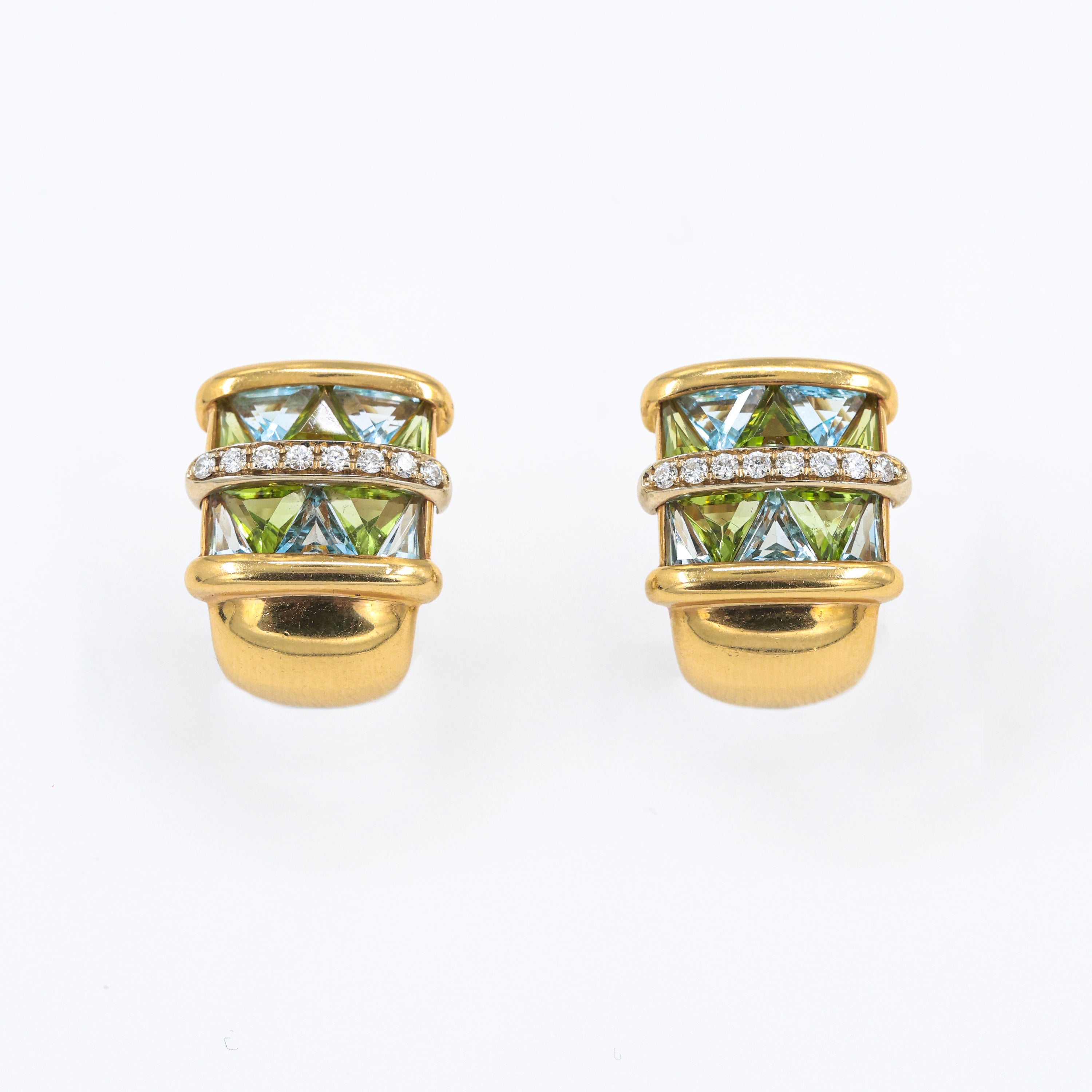 1980s Gio Caroli Earrings with Diamonds and Topazes