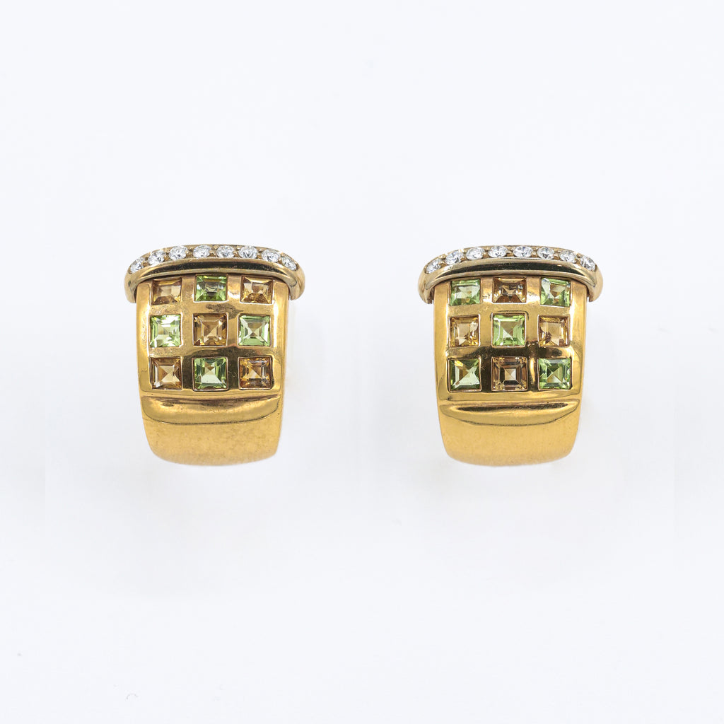 1980s Earrings with Diamonds and Tourmalines