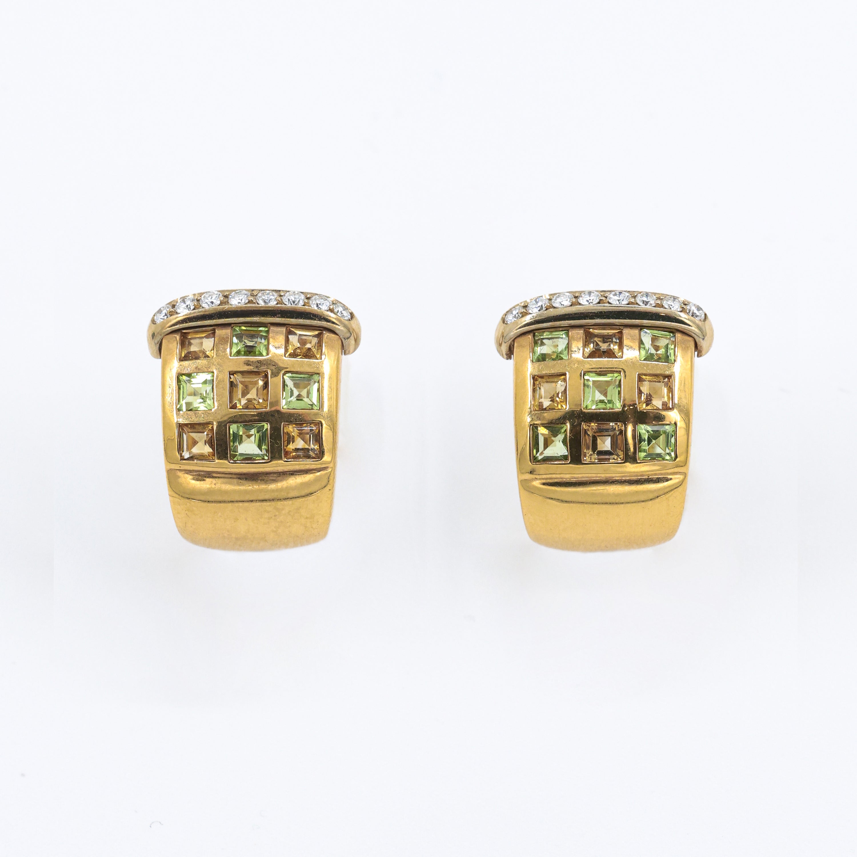 1980s Earrings with Diamonds and Tourmalines