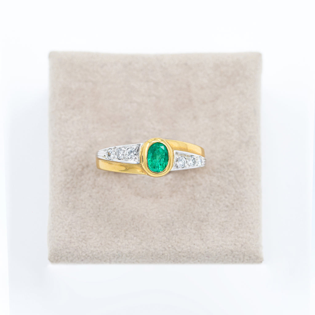 Gianni Carità Two-Tone Gold Ring with Emerald and Brilliant Diamonds