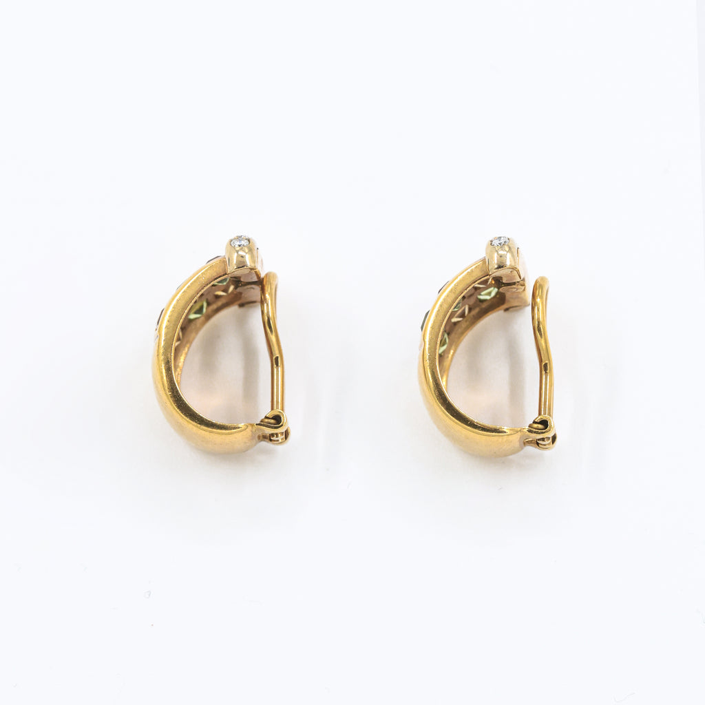 1980s Earrings with Diamonds and Tourmalines