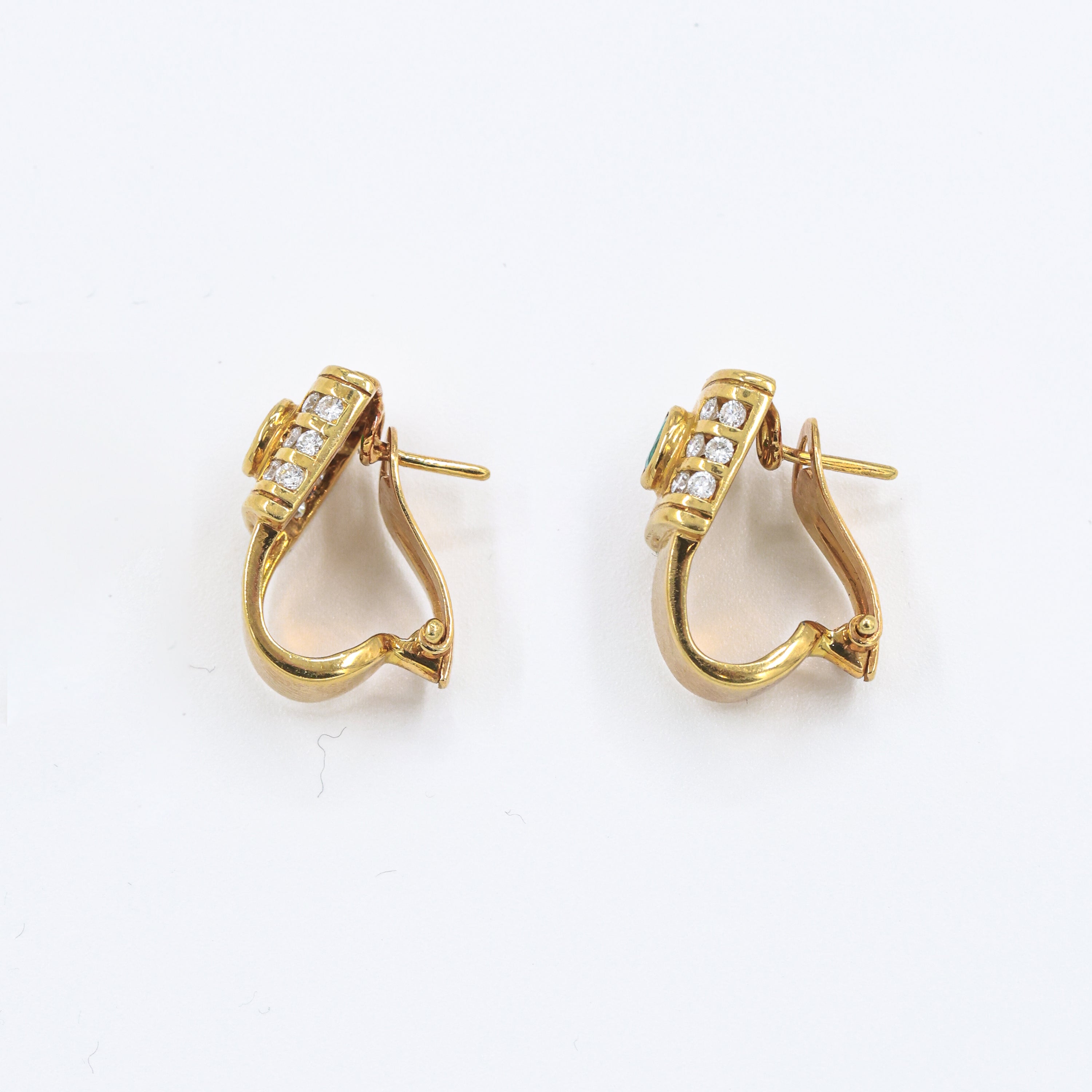 1980s Geometric Earings with Emeralds and Diamonds