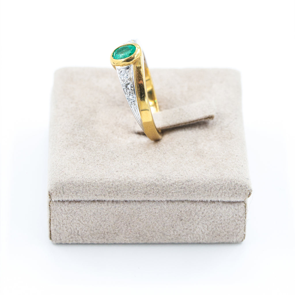 Gianni Carità Two-Tone Gold Ring with Emerald and Brilliant Diamonds