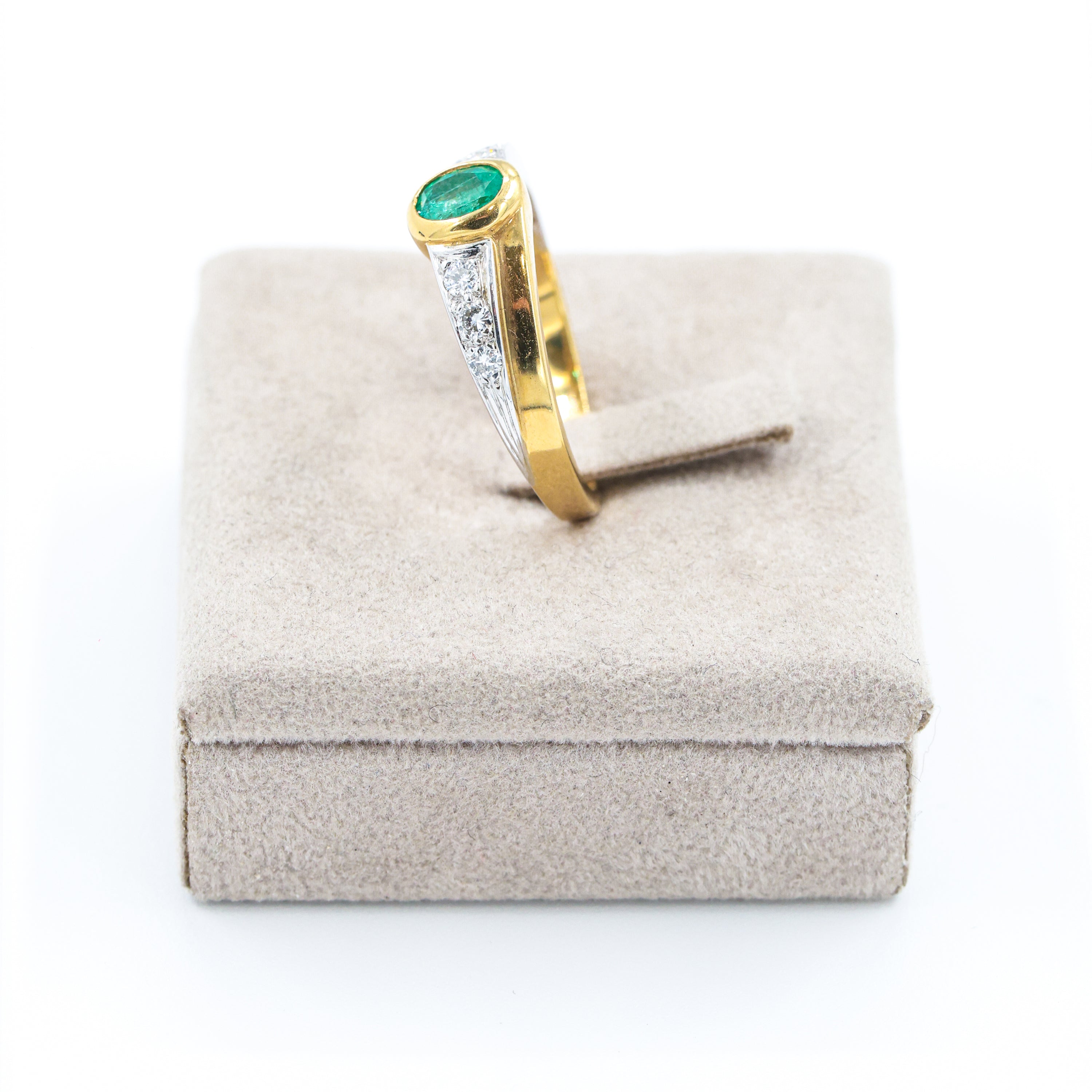 Gianni Carità Two-Tone Gold Ring with Emerald and Brilliant Diamonds